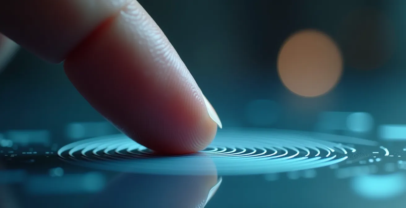 Close-up of secure biometric authentication for digital payment